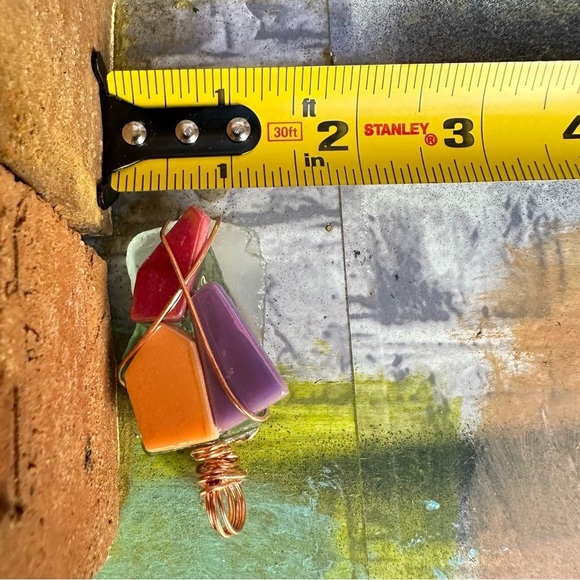 Handmade OOAK Glass Pendant Necklace original Art assemblage - Picture 5 of 9